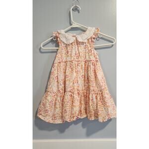 Shabby Chic Girls Sleeveless Floral Dress, Size 3T, Eyelet Collar, Summer Dress